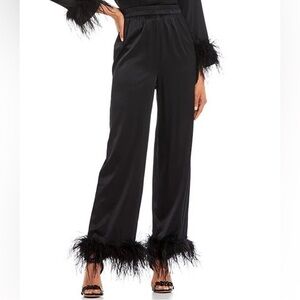 NWT Antonio Melani Black Feather Trim Pants
